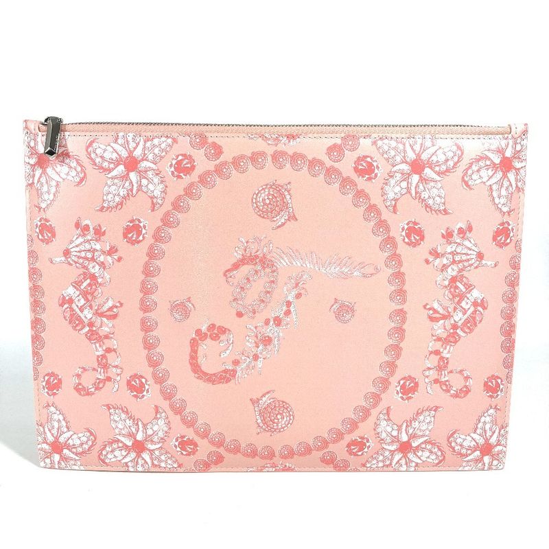Tiffany & Co Tiffany & Co Clutch Bag Logo Leather Pink