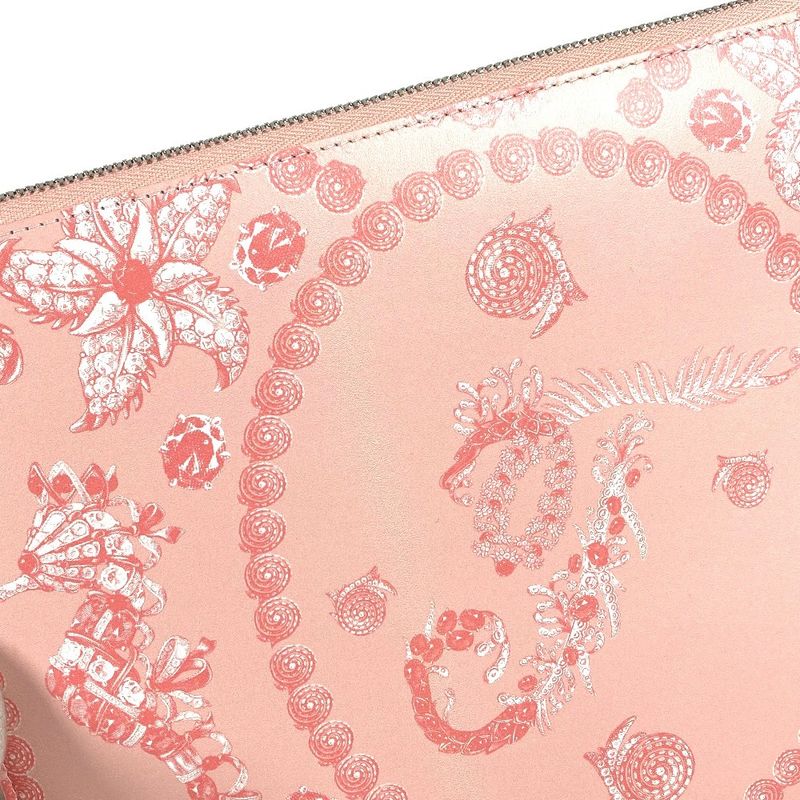 Tiffany & Co Clutch Bag Logo Leather Pink