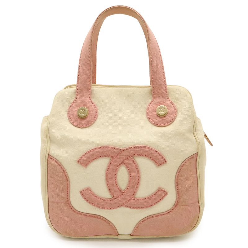 Chanel Chanel Marshmallow Bag Tote Handbag Canvas Pink Ivory White