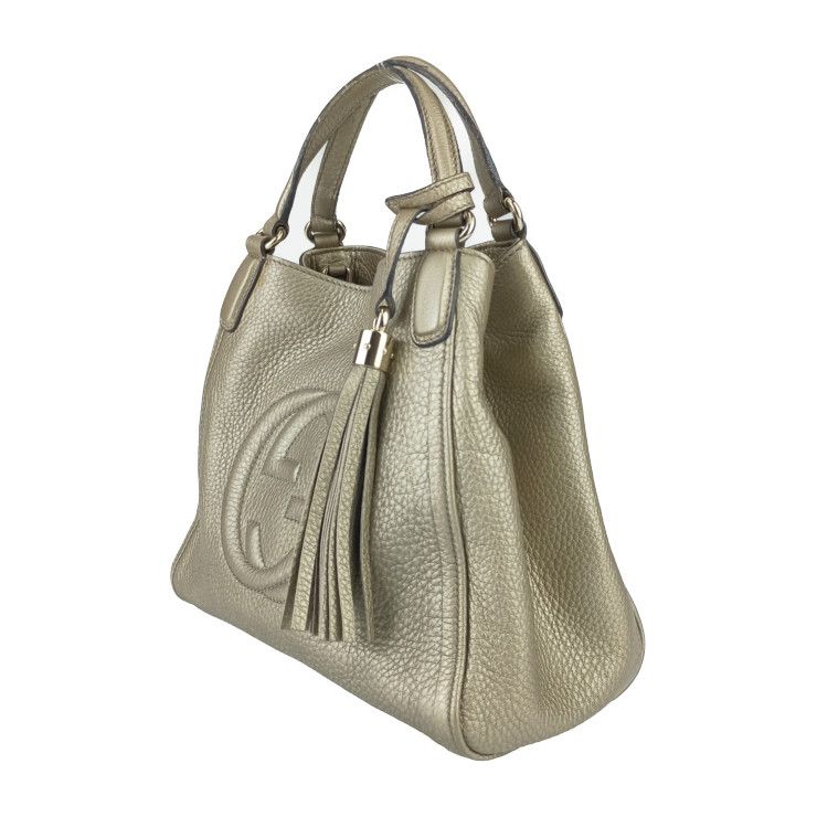 Gucci Handbag Interlocking G Soho 2-Way Bag Gold Leather Ladies Shoulder