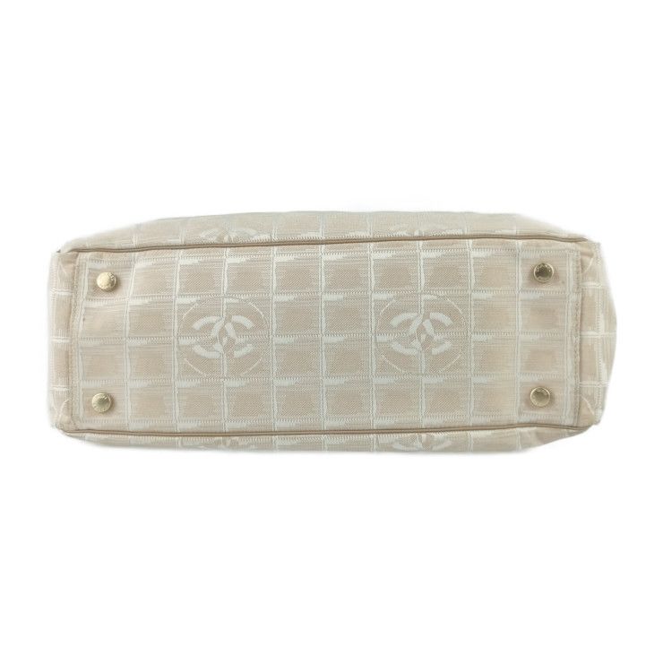 Chanel Tote New Travel Tote GM Beige Canvas Leather Ladies Shoulder Bag