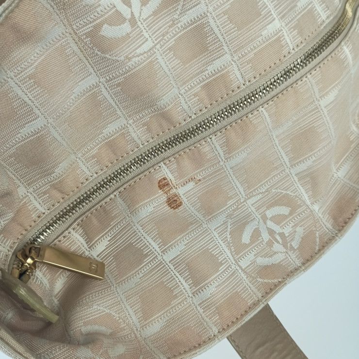 Chanel Tote New Travel Tote GM Beige Canvas Leather Ladies Shoulder Bag