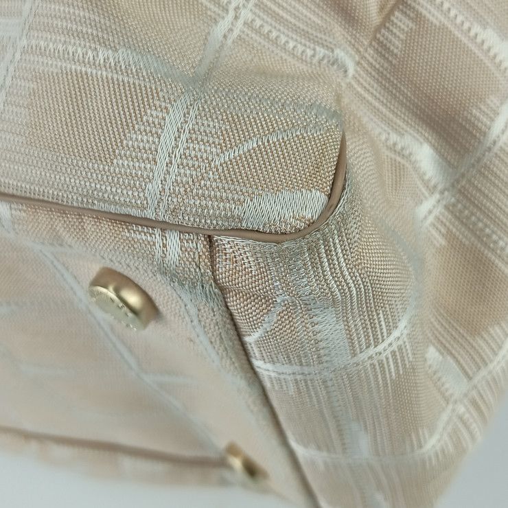 Chanel Tote New Travel Tote GM Beige Canvas Leather Ladies Shoulder Bag