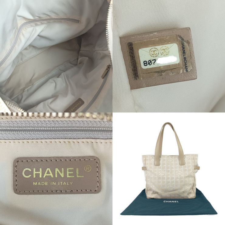 Chanel Tote New Travel Tote GM Beige Canvas Leather Ladies Shoulder Bag