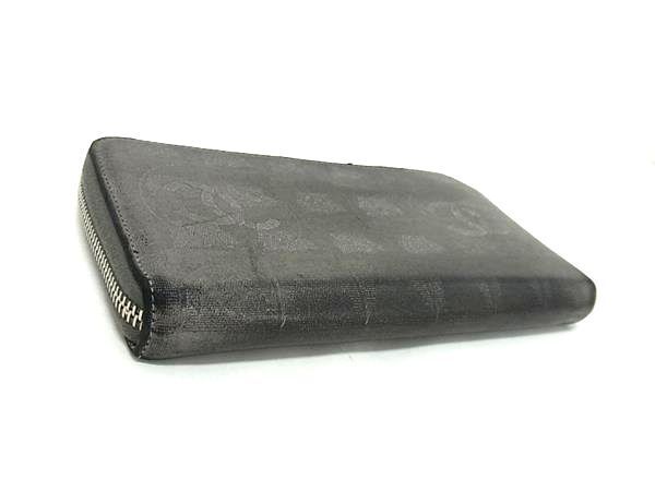 Chanel Wallet New Travel Line Gray Leather Unisex Coco Mark Silver Hardware