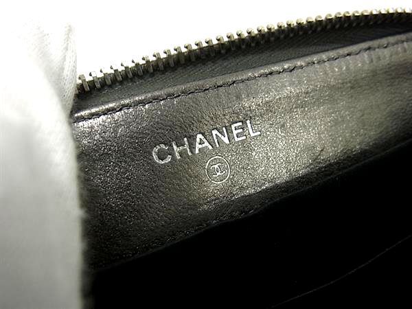Chanel Wallet New Travel Line Gray Leather Unisex Coco Mark Silver Hardware