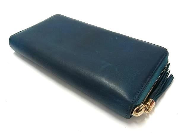 Gucci Long Wallet Soho Interlocking G Blue Green Leather Unisex Round