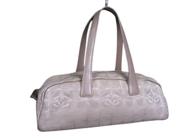 Chanel Shoulder Bag New Travel Line Beige Nylon Canvas And Leather