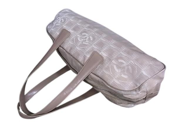 Chanel Shoulder Bag New Travel Line Beige Nylon Canvas And Leather