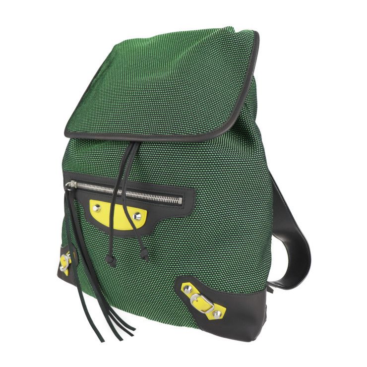 Balenciaga Traveler S Backpack Daypack Nylon Leather Green Black