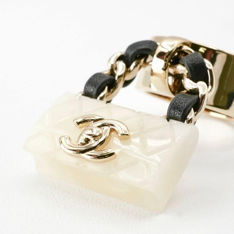 Chanel Chanel Ring Gold White Black Quilted Bag Charm