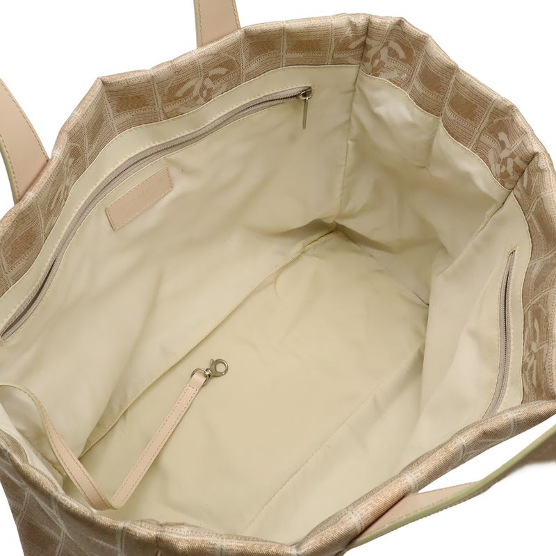 Chanel New Travel Line Tote MM Tote Bag Shoulder Bag Lame Nylon