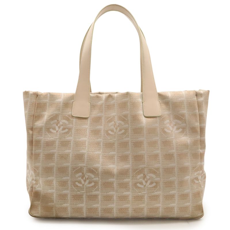 Chanel New Travel Line Tote MM Tote Bag Shoulder Bag Lame Nylon