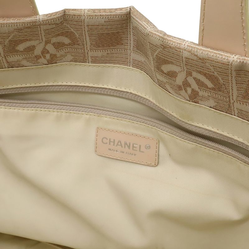 Chanel New Travel Line Tote MM Tote Bag Shoulder Bag Lame Nylon