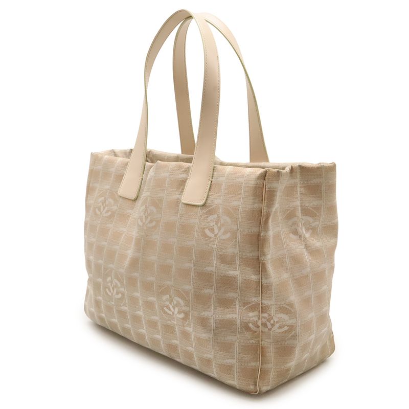Chanel New Travel Line Tote MM Tote Bag Shoulder Bag Lame Nylon