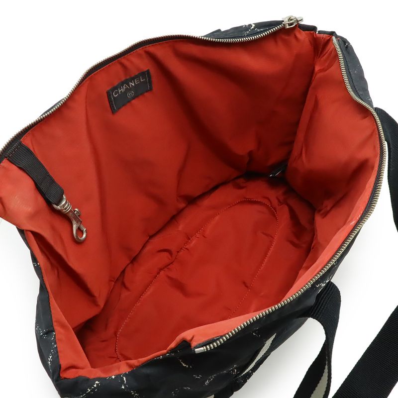 Chanel Travel Line Dog Carrier Pet Carry Tote Bag Dog Cat Pet Nylon Black Red