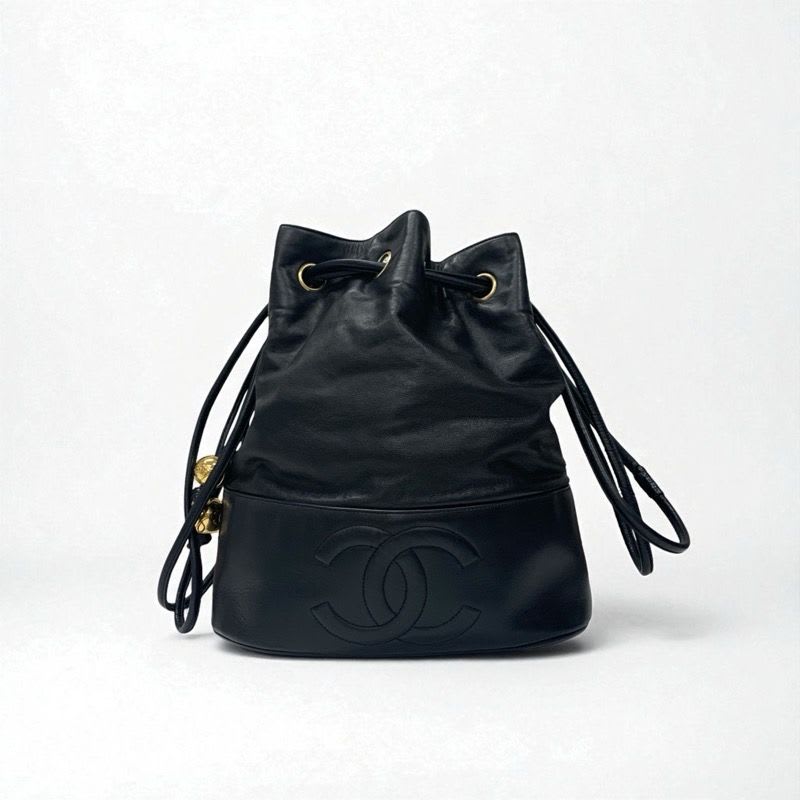 Chanel Chanel Bag Shoulder Bag Black Gold Drawstring Vintage