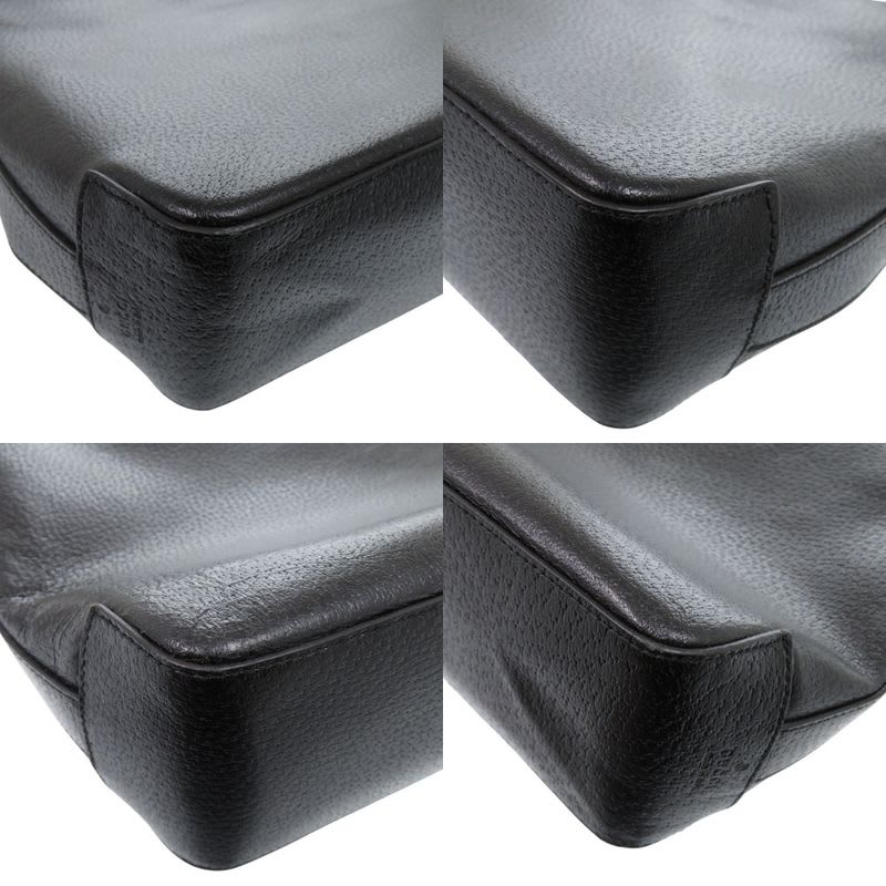 Gucci One Shoulder Hobo 001 3752 Suede Plastic Leather Silver Hardware Black