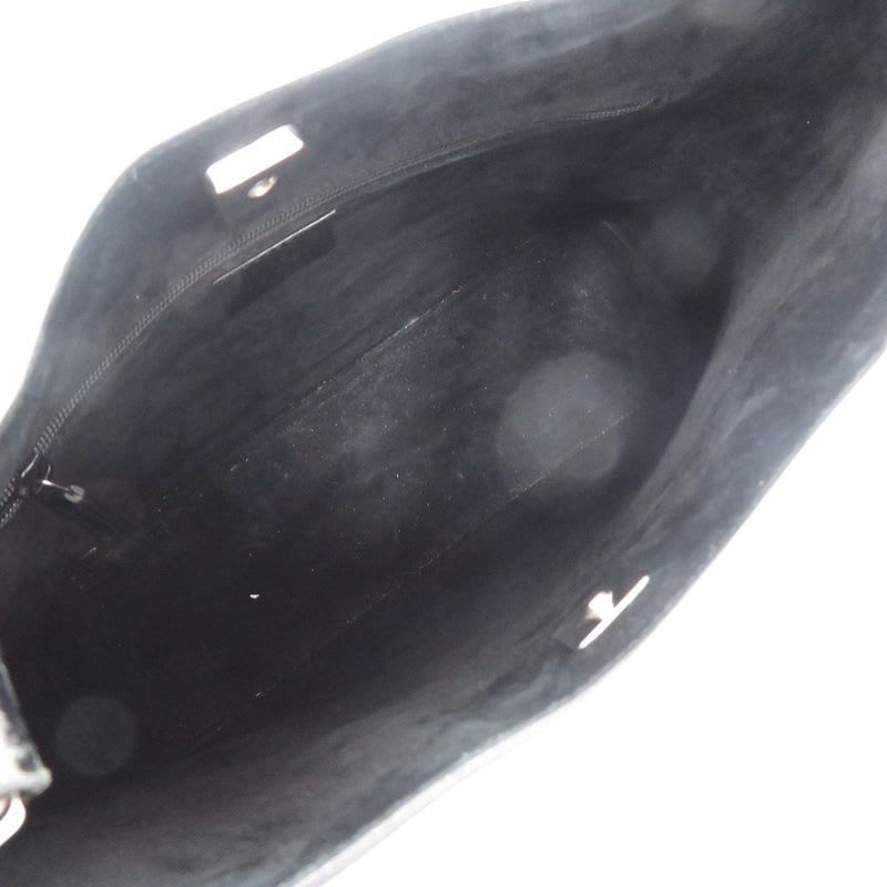 Gucci One Shoulder Hobo 001 3752 Suede Plastic Leather Silver Hardware Black