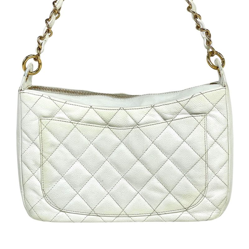 Chanel Chanel Chain Shoulder Bag Quilted Shoulder Bag Caviar Leather White