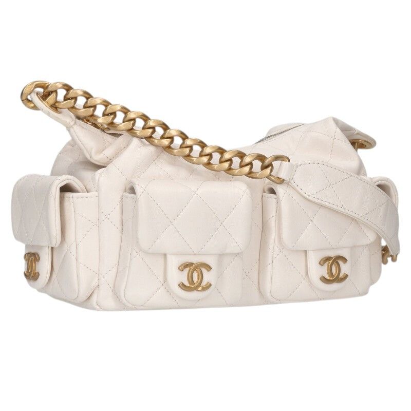 Chanel As5339 Large Hobo Shiny Lambskin Shoulder Bag Women's