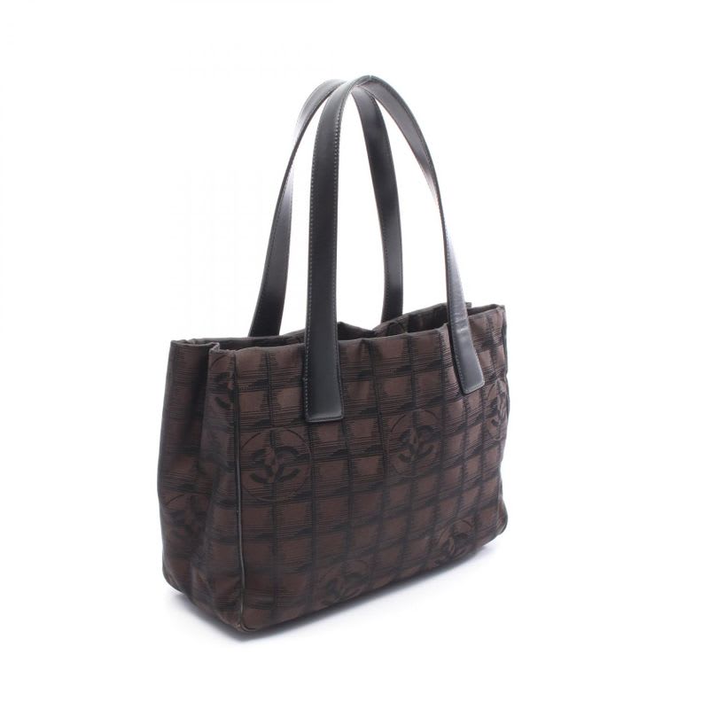 Chanel Tote Bag New Travel Line PM Dark Brown Canvas Leather New Travel