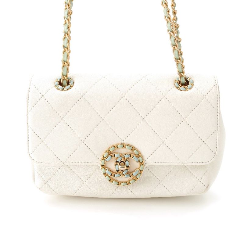 Chanel Chanel Calfskin No 29 Circle Single Flap Shoulder Bag White Mint