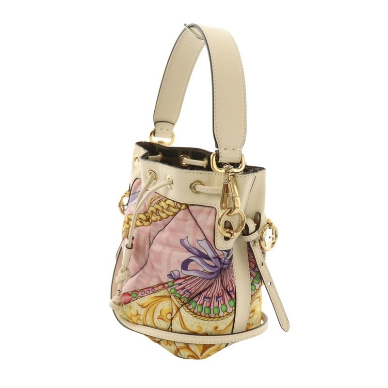 Fendi Versace Montresor 2-Way Bag Shoulder Hand All Over Pattern Ivory Multicolor