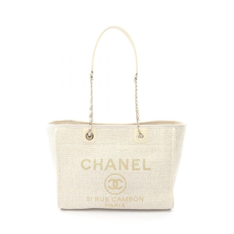 Chanel Tote Bag Deville off-White Gold Leather Deville Chain MM Ladies