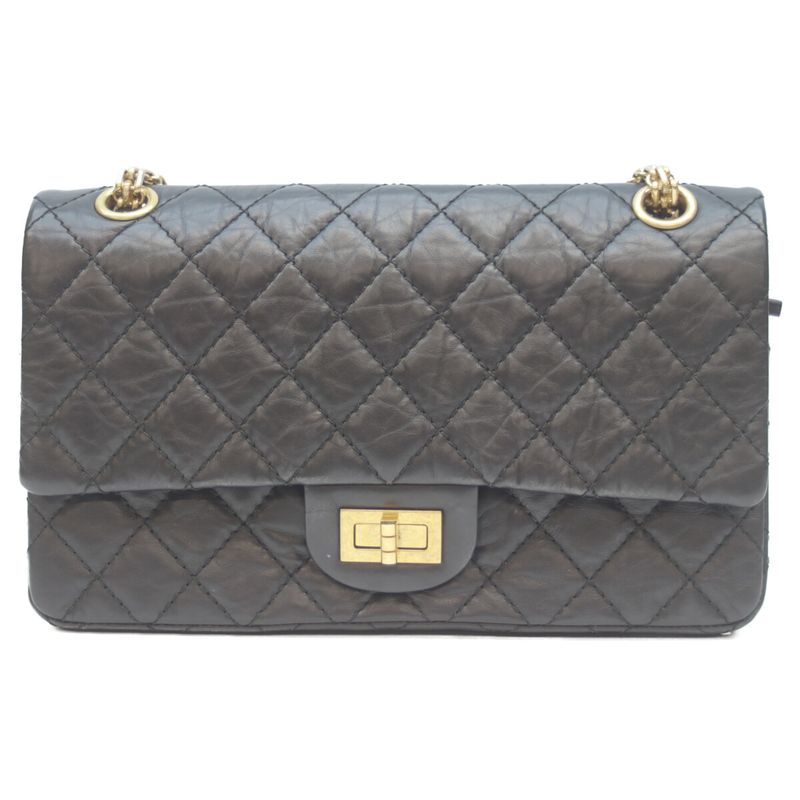 Chanel 2 55 Medium Vintage Calf Double Flap Bag Chain