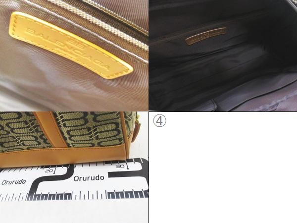 Balenciaga Tote Boston Bag BB Logo Canvas Leather Beige