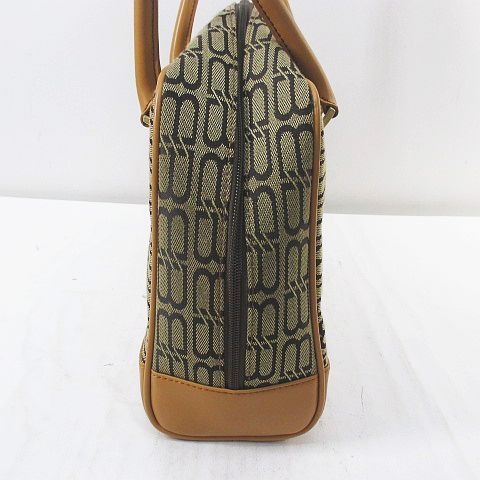 Balenciaga Tote Boston Bag BB Logo Canvas Leather Beige