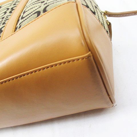 Balenciaga Tote Boston Bag BB Logo Canvas Leather Beige