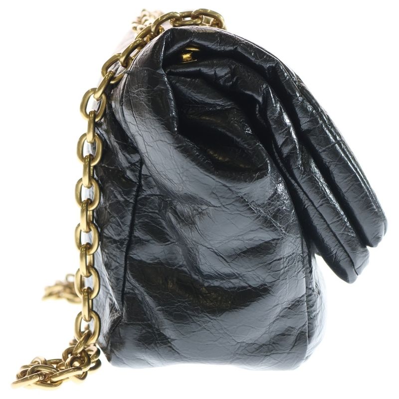 Balenciaga Monaco Chain Shoulder Bag Black Leather