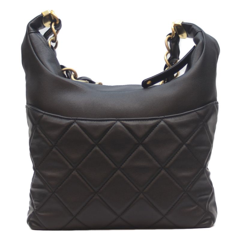 Chanel Black Lumskin Quilted Hobow One