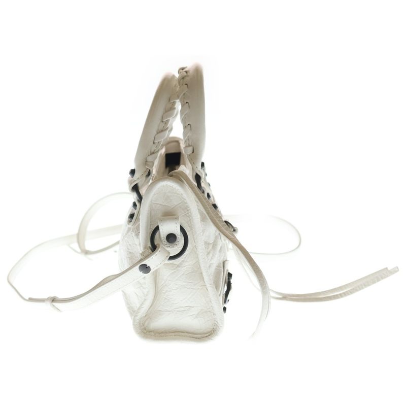 Balenciaga le City Nano Leather 2-Way Hand Shoulder Bag Bronze Hardware White
