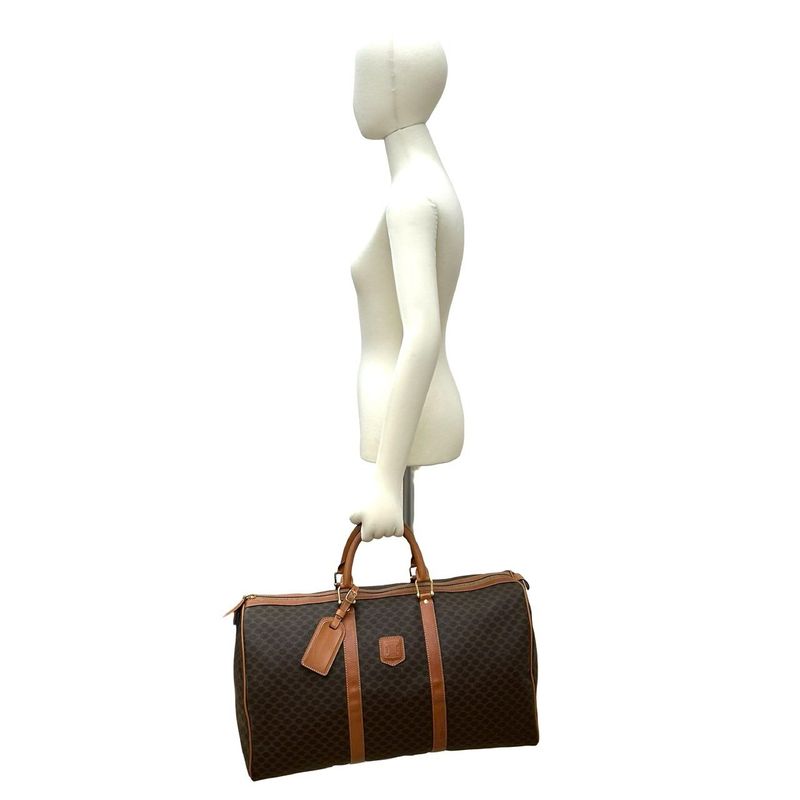 Celine Vintage Macadam Blason Pattern Leather Boston Bag Travel