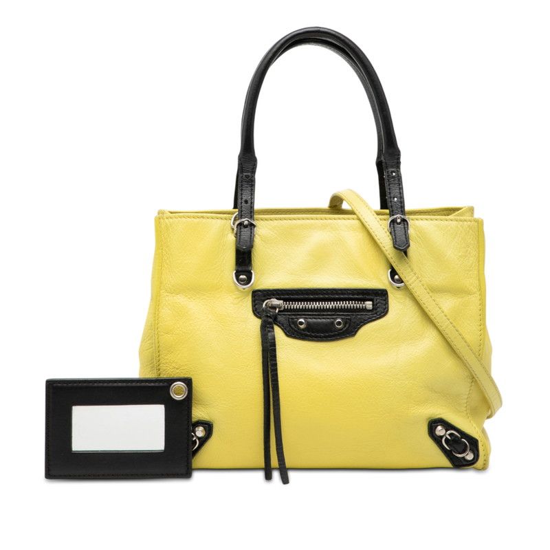 Balenciaga Paper Mini 2-Way Shoulder Bag Yellow Black Leather