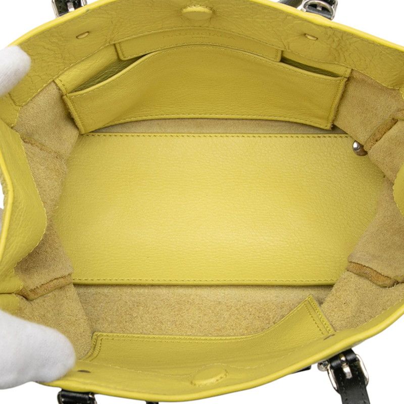 Balenciaga Paper Mini 2-Way Shoulder Bag Yellow Black Leather