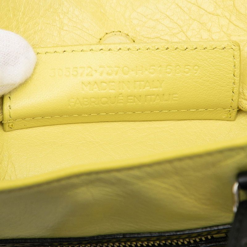 Balenciaga Paper Mini 2-Way Shoulder Bag Yellow Black Leather