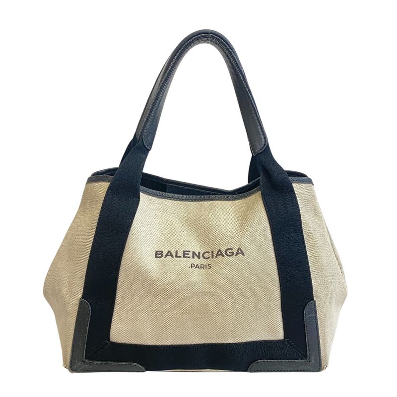 Balenciaga Tote Navy Cabas Handbag Ivory