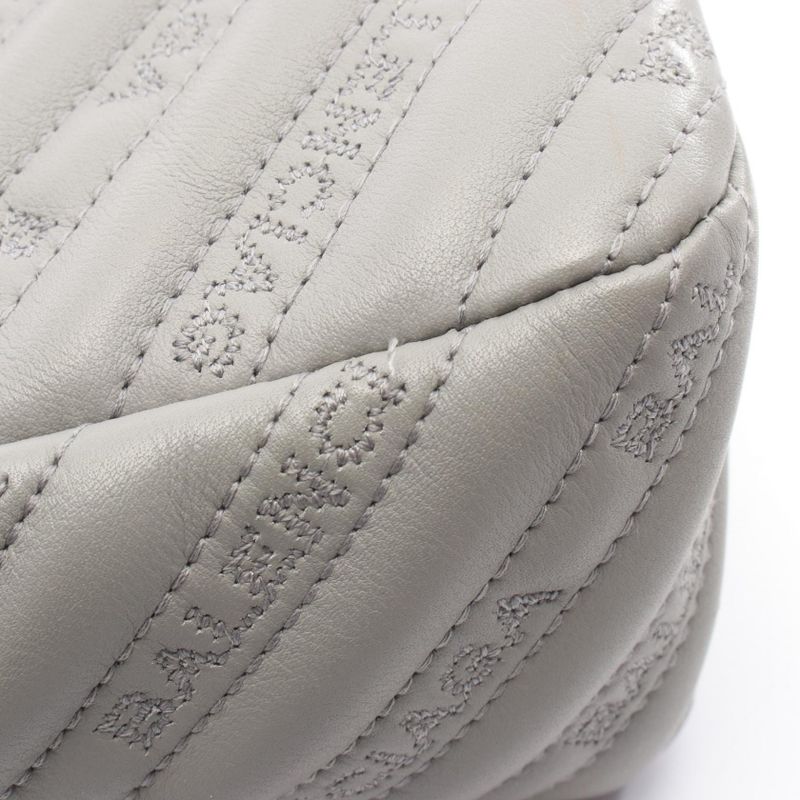 Balenciaga Shoulder Bag BB Round Gray Leather Chain