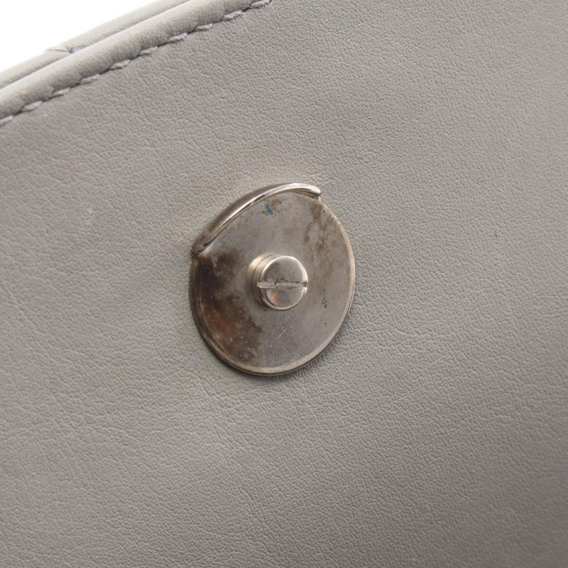 Balenciaga Shoulder Bag BB Round Gray Leather Chain