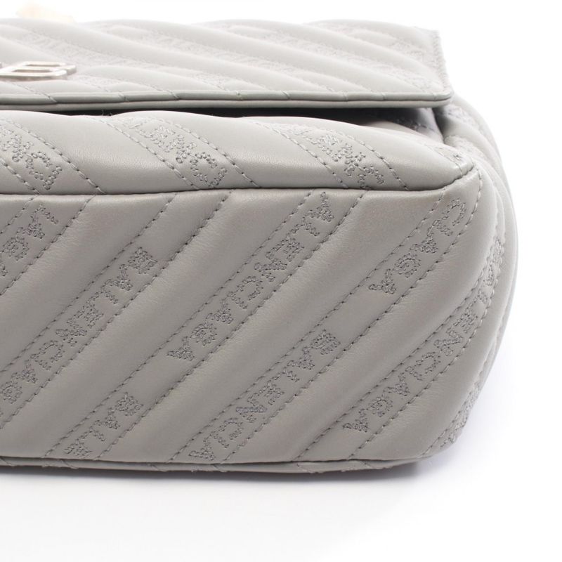 Balenciaga Shoulder Bag BB Round Gray Leather Chain