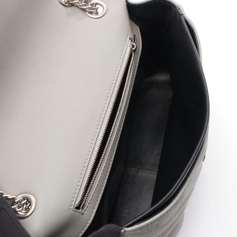 Balenciaga Shoulder Bag BB Round Gray Leather Chain