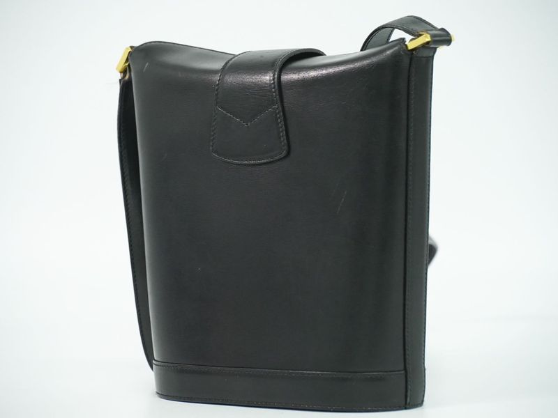 Tiffany & Co. Leather Shoulder Bag Pochette Black Back