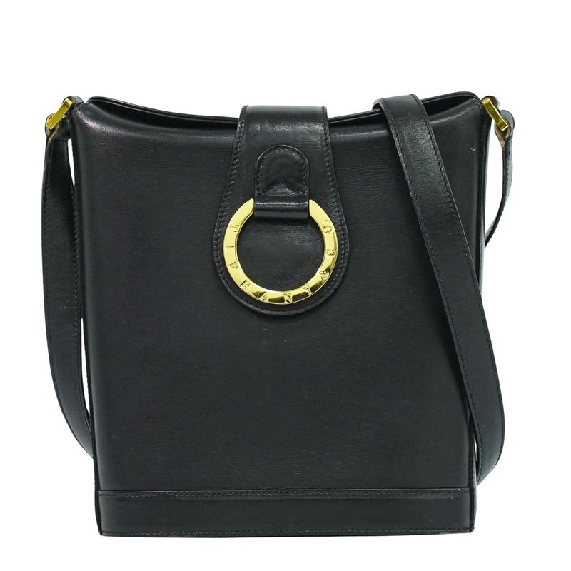 Tiffany & Co. Leather Shoulder Bag Pochette Black Back