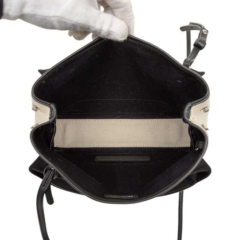 Balenciaga Navy Cabas XS Shoulder Bag 2-Way White Black Leather