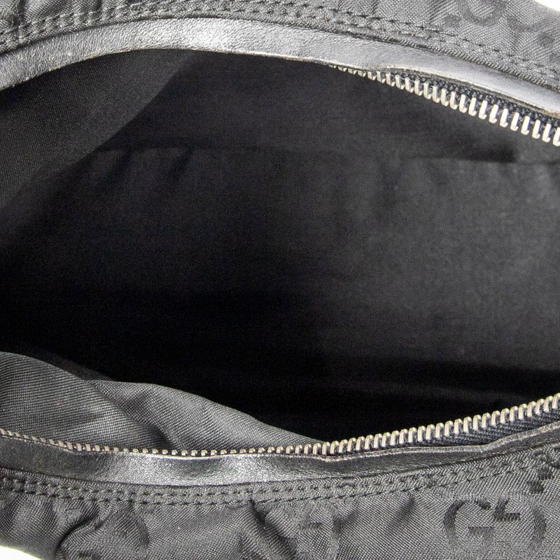 Gucci Zip Shoulder Hobo Black GG Nylon Canvas AB