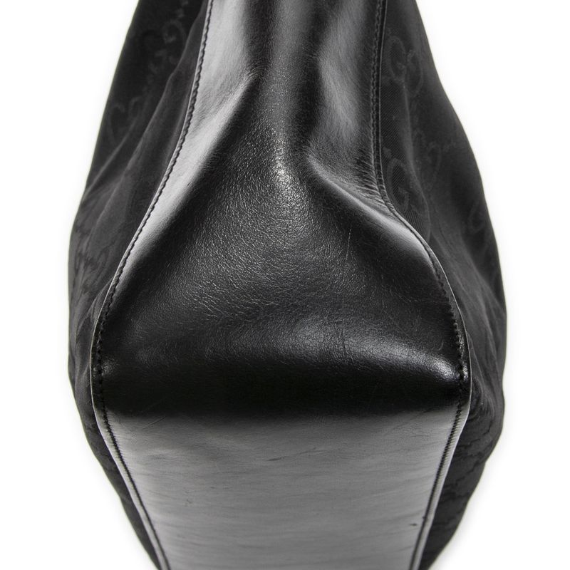 Gucci Zip Shoulder Hobo Black GG Nylon Canvas AB